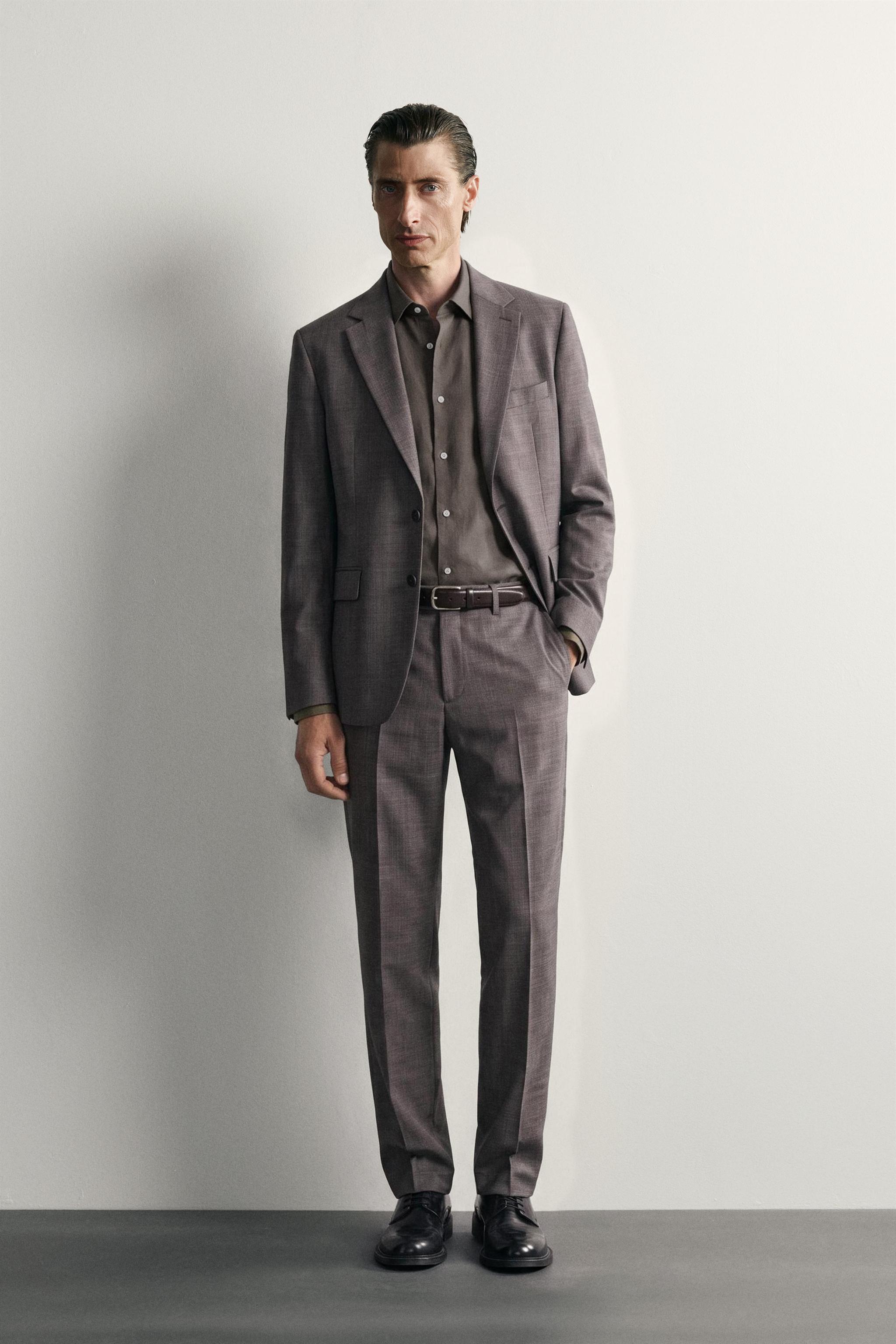 WOOL-BLEND CHECKED SUIT BLAZER